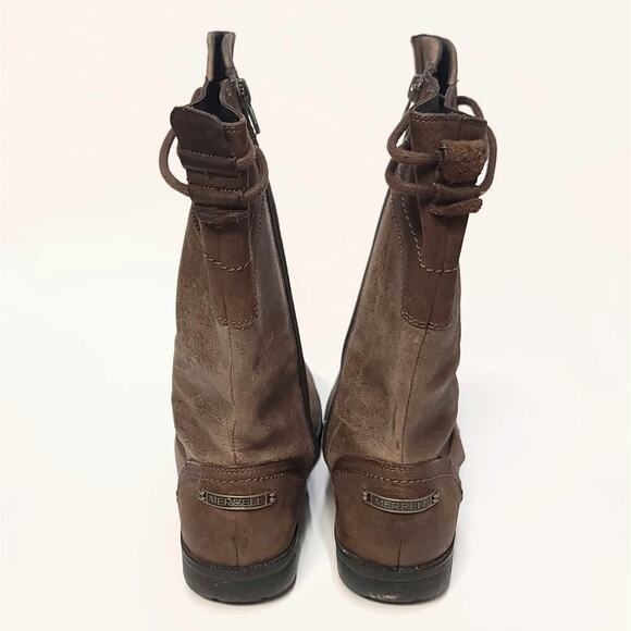 Merrell Vera Boots Size 8.5 Mid Barnwood Brown Leather Womens Calf - Picture 4 of 13